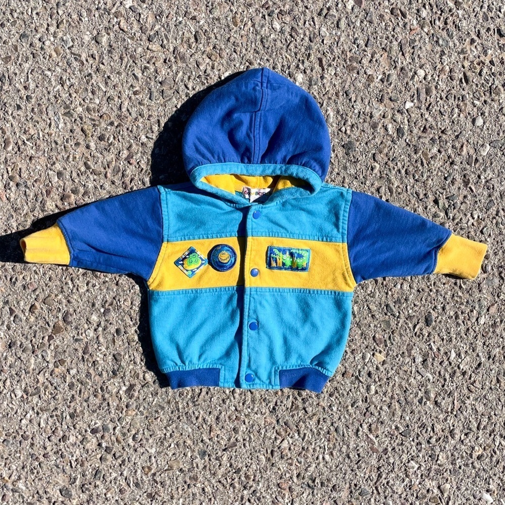 Vtg Color Block Alligator Rainbow Tag Gymboree Hooded Sweatshirt Size (NB)